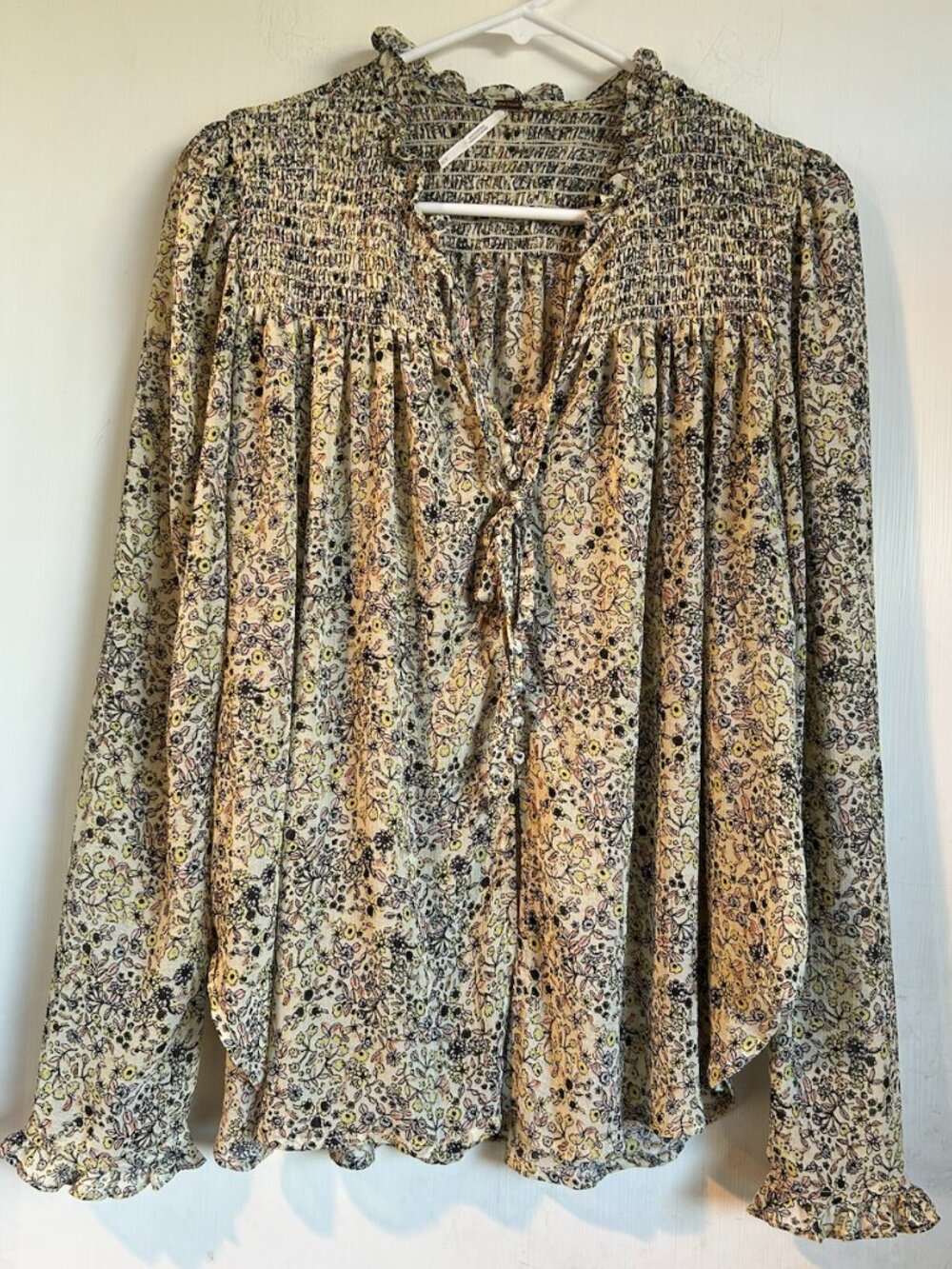 Free People Yellow Floral Blouse